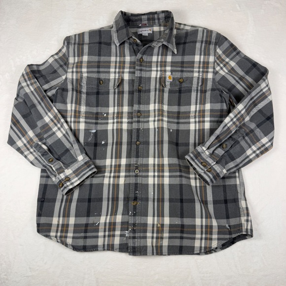 Carhartt Other - Carhartt Flannel Plaid Button Up Long Sleeve Mens XL Original Fit Paint Splatter